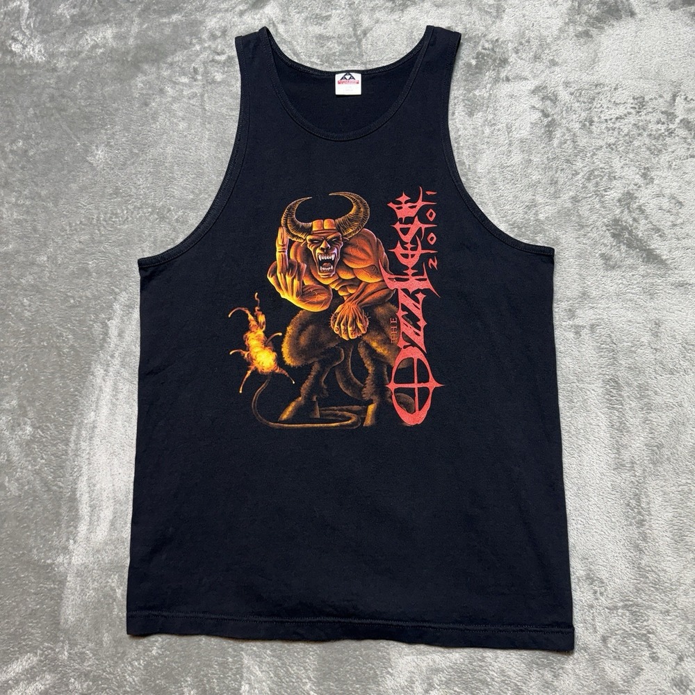 Vintage 2001 Ozzfest Tank Top Large Heavy Metal Band Faded Ozzy Osbourne AAA